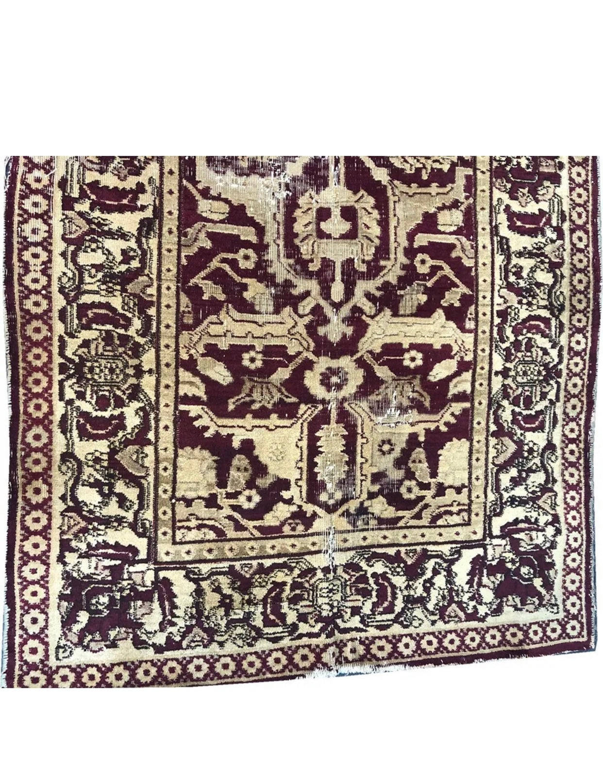 An Antique Worn Out Distressed Look Indian Agra Rug
