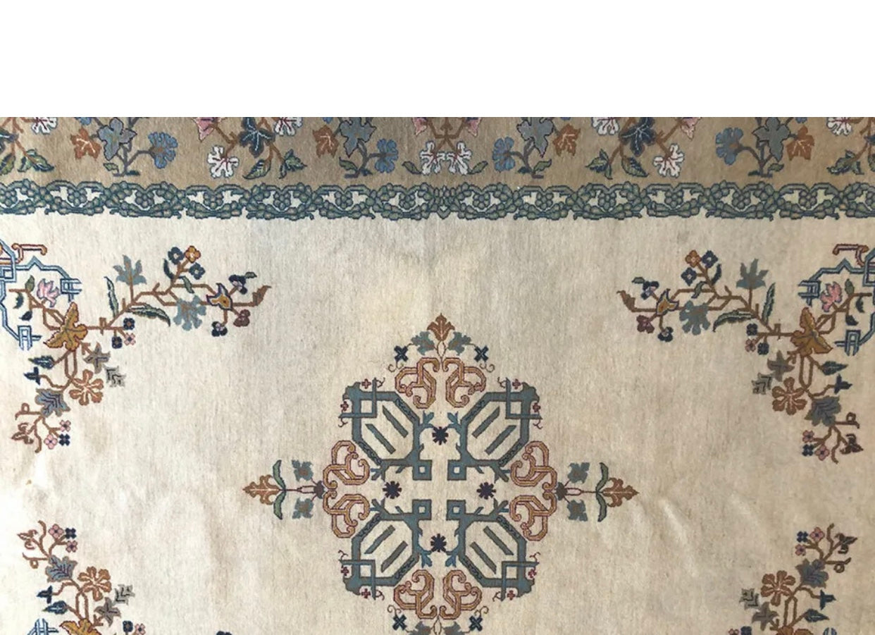 An Unusual  Vintage Persian Kashan Area Rug