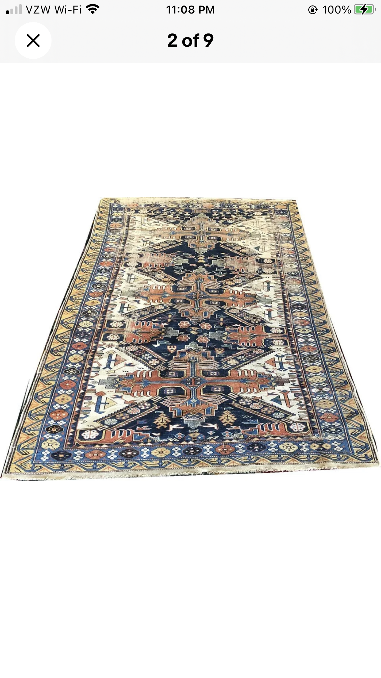 An Antique Worn Out Caucasian Seychour Rug