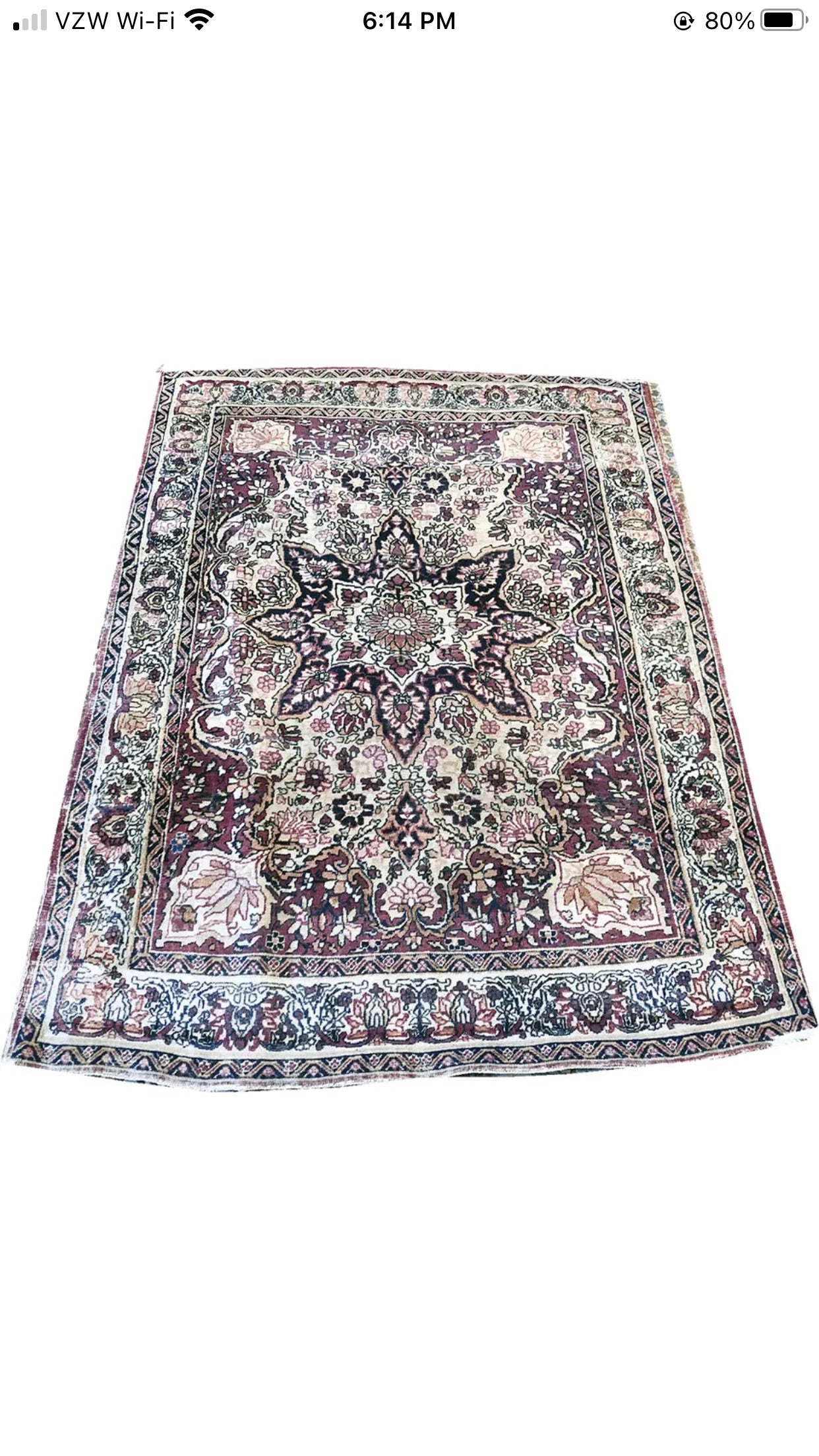 Antique Thin 4’ x 5’ Persian Lavar Kerman Rug