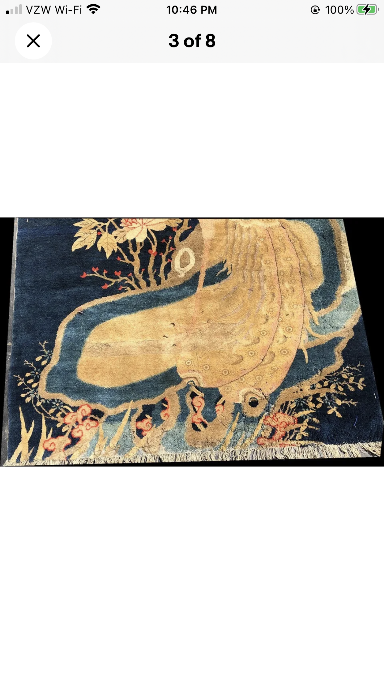 Antique Pictorial Chinese Rug (Rooster) Pao Tao