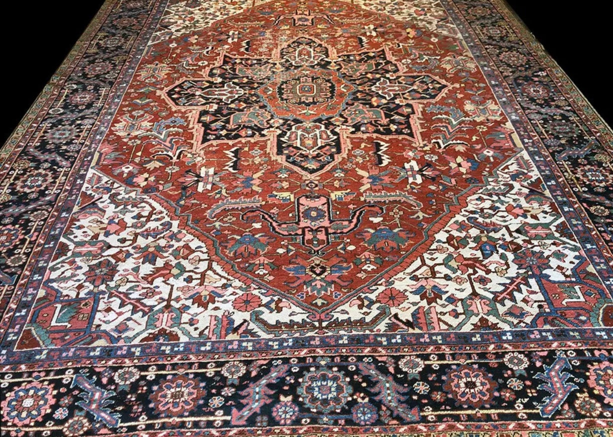 An Antique Decorative Persian Heriz  Rug Circa 1910