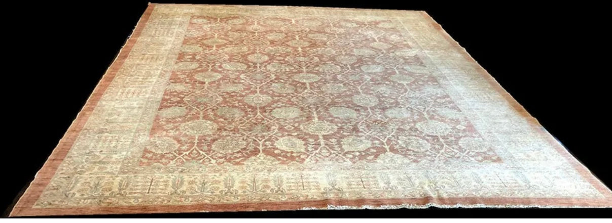 A Vintage Contemporary 11’x 14’ Panel Design Peshawar Rug