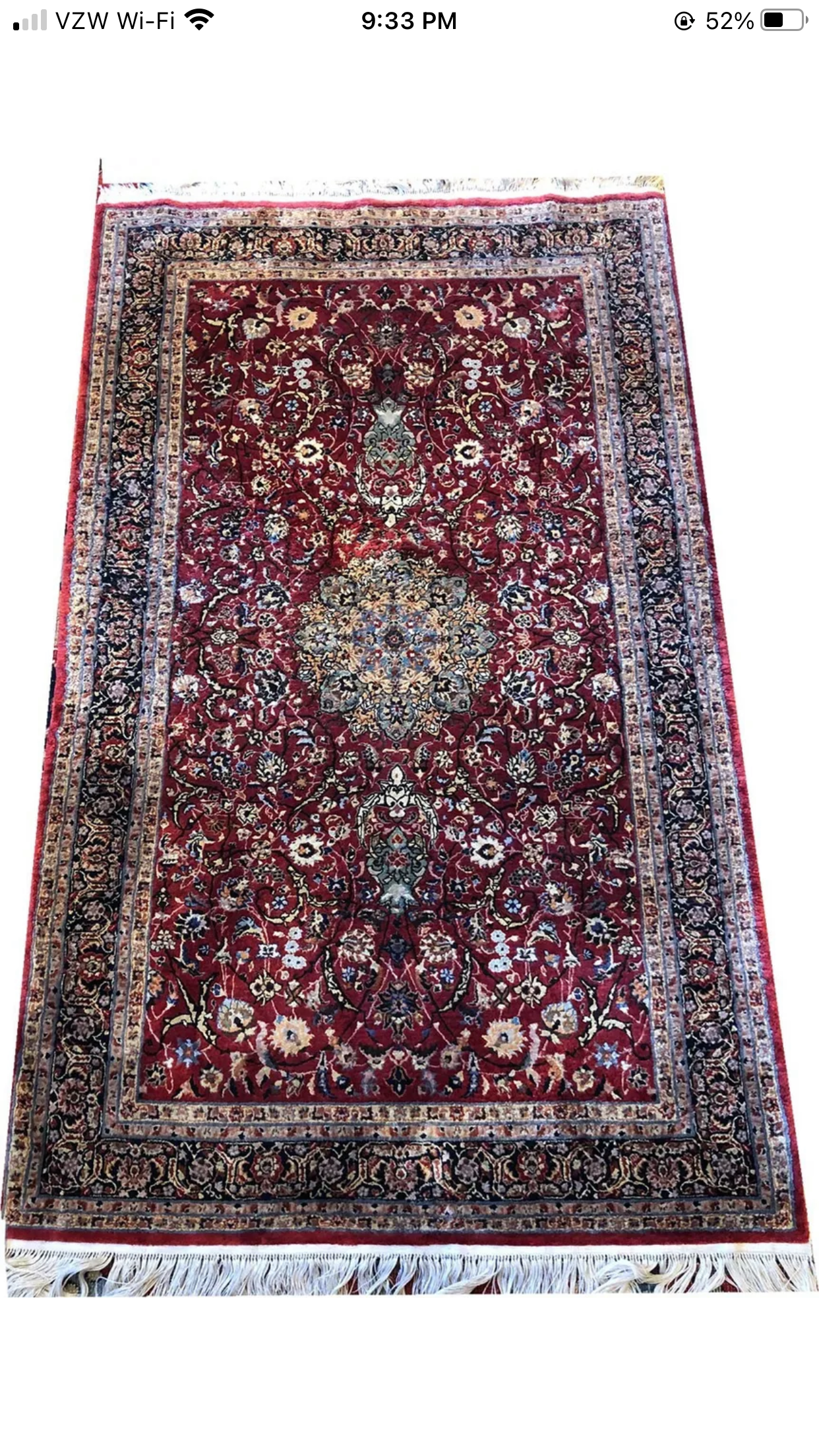 A Vintage 400 KPSI 100% Silk Turkish Area Rug