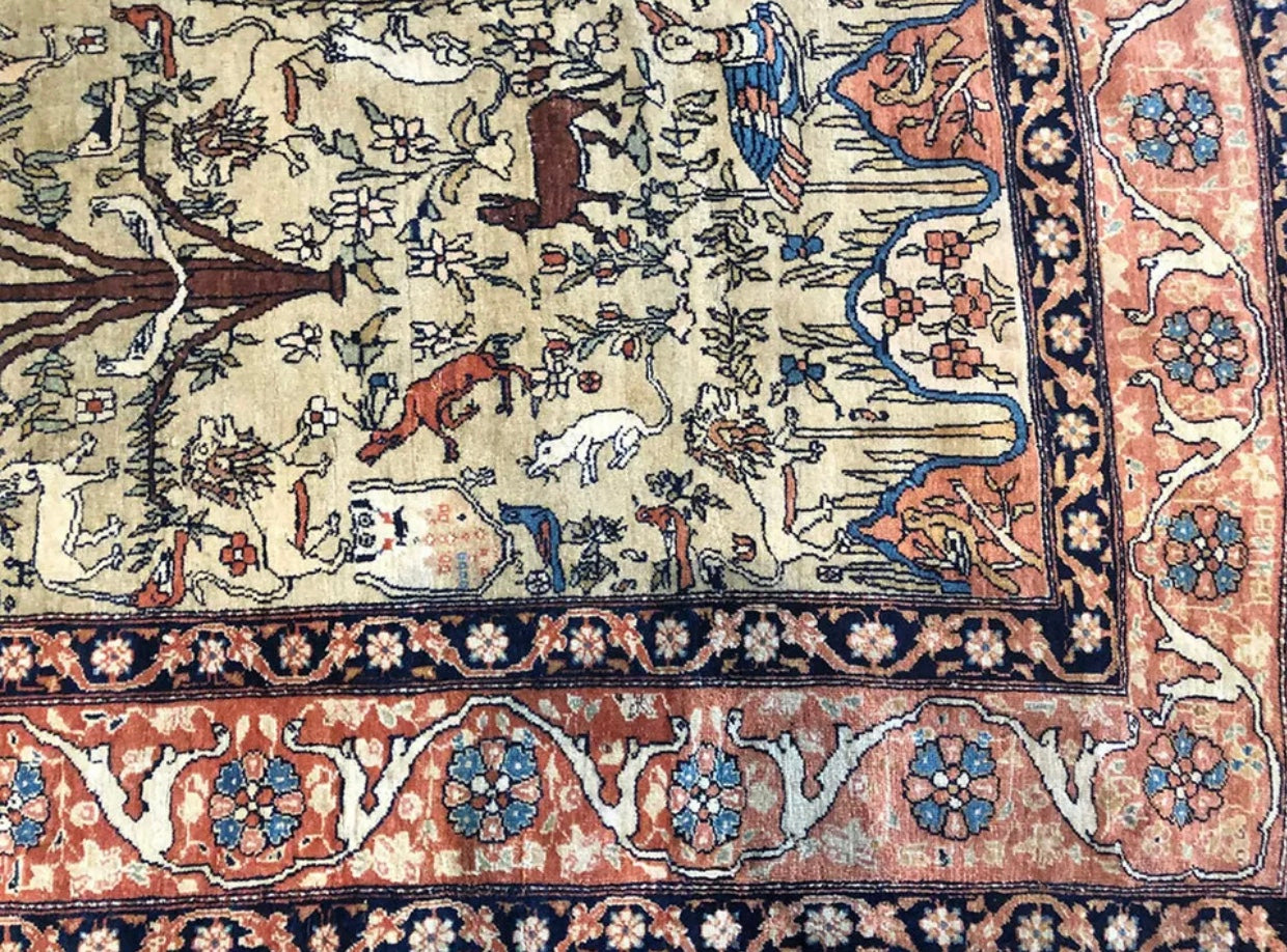 An Antique Rare Persian Pictorisl Ferahan Sarouk Rug “Queen Boran”