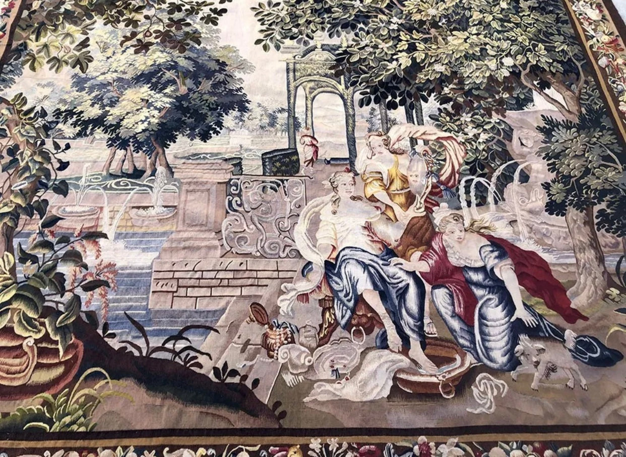 Antique 19th Century Silk & Wool French Tapestry