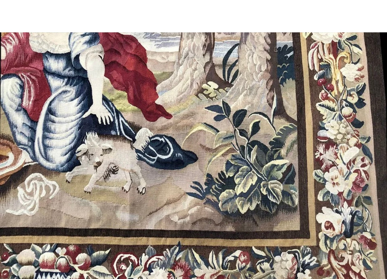 Antique 19th Century Silk & Wool French Tapestry