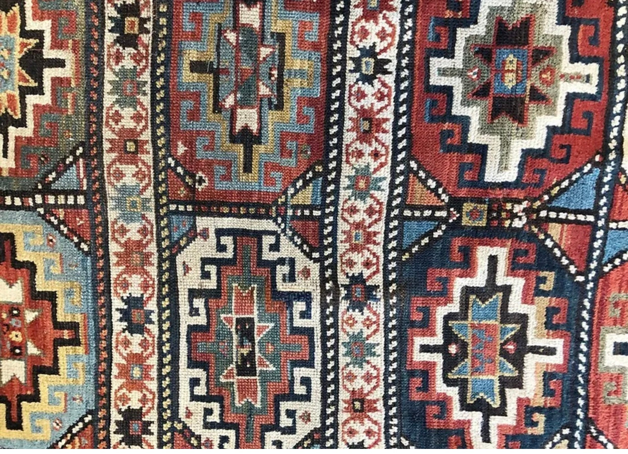 Antique Primitive & Tribal Persia Kurdish Rug  “Panel Design”