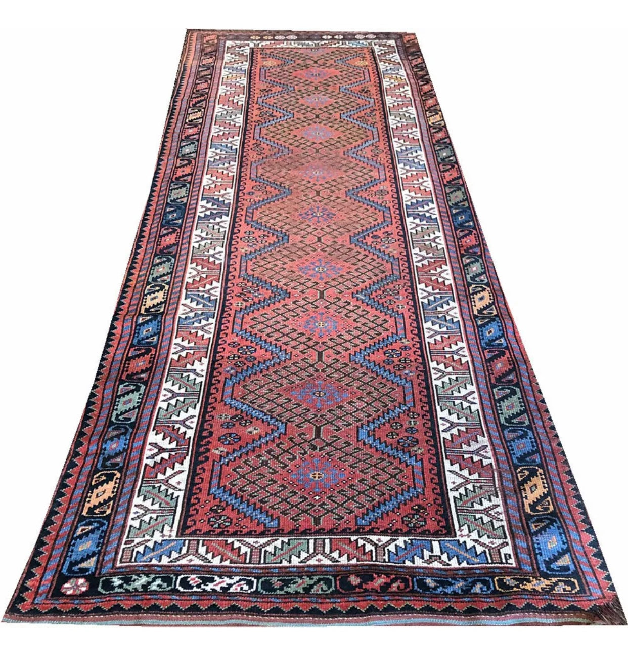 An Antique Tribal 4’x9’ Tribal Kurdish Runner/ Area Rug