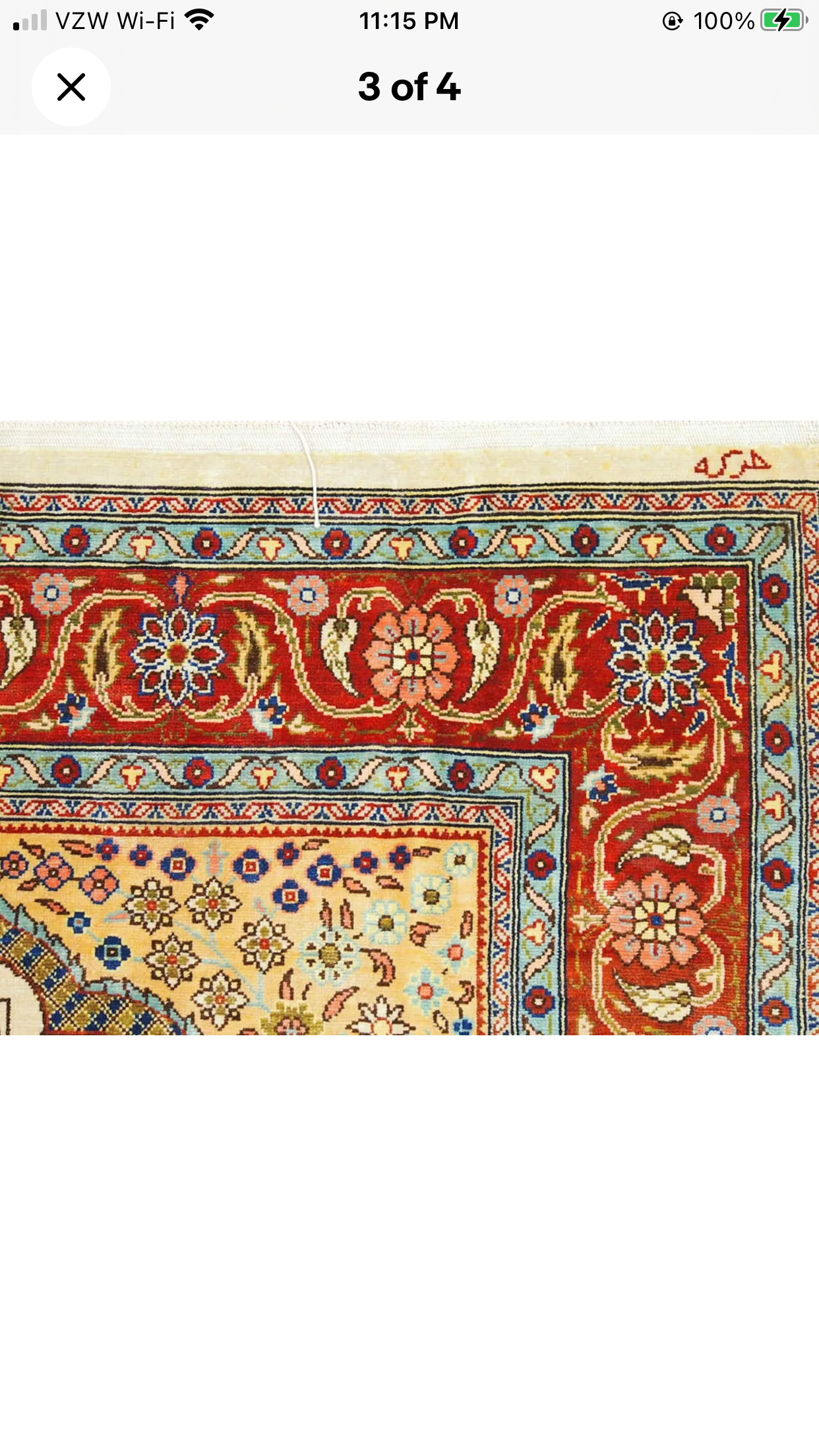 A Vintage 100% Silk Turkish Hereke Rug