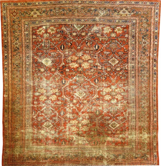 Antique 19th Century 9’ x 9’ Persian Mahal Rug