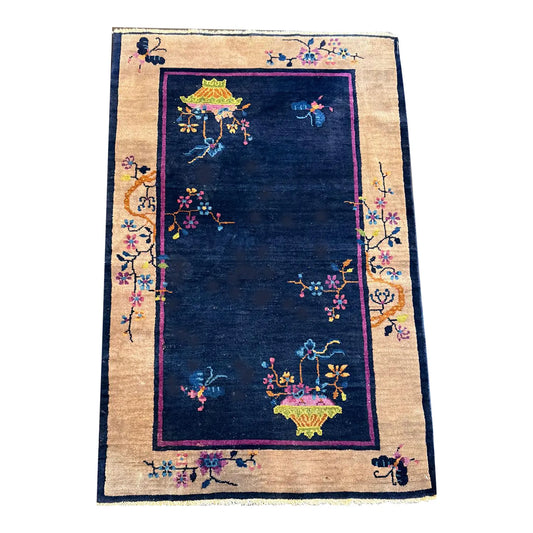 An Antique 3' x 5' Art Deco Chinese Rug Circa 1920