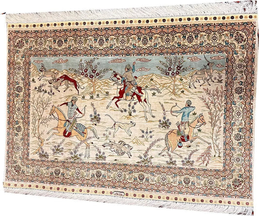 A Superb 100% Silk On Silk Signed Genuine Turkish Hereke Rug