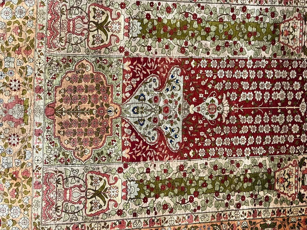 A Superb 100% Silk On Silk Signed Genuine Turkish Hereke Rug