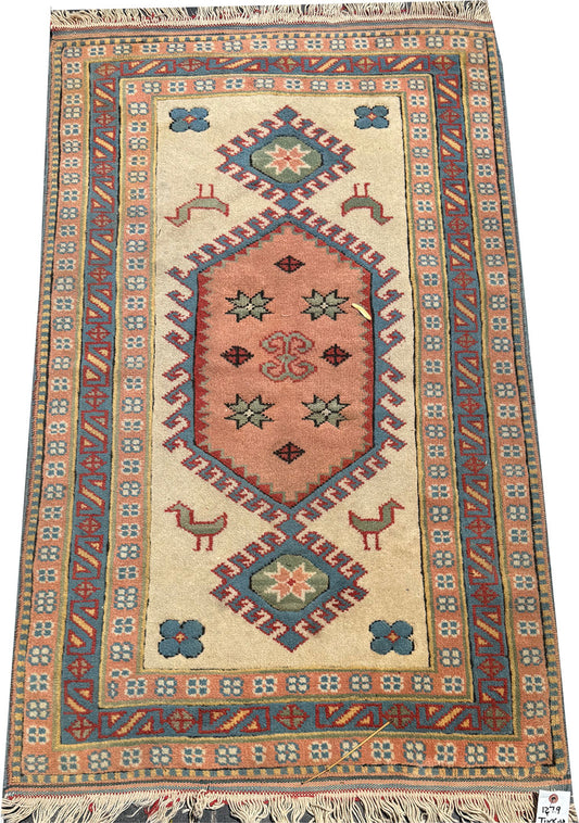 Share A Vintagen2'-7" x 4'-7" Decorative Geometric Anatolian Turkish Rug