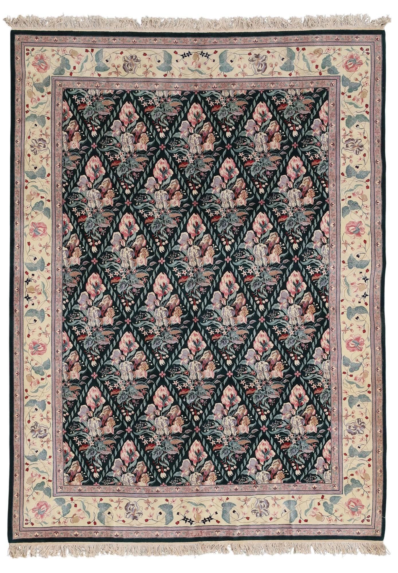 A Fabulous Contemporary Decorative Green Ground Hand Knotted Chinese Area Rug