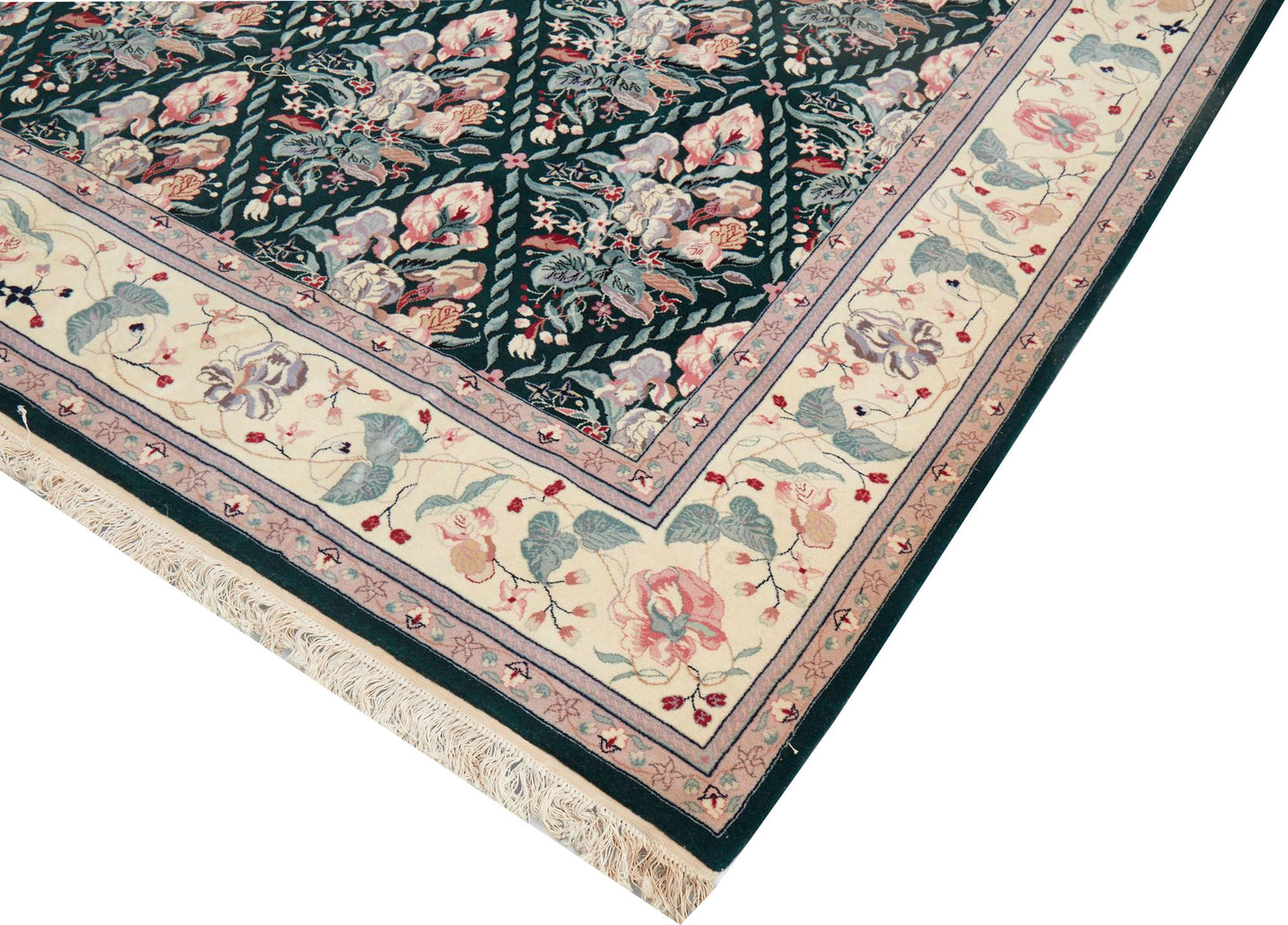 A Fabulous Contemporary Decorative Green Ground Hand Knotted Chinese Area Rug