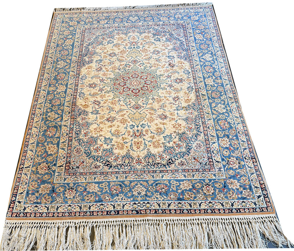 A Stunnig Silk & Wool on Silk Foundation 600 KPSI Persiam Isfahan Rug
