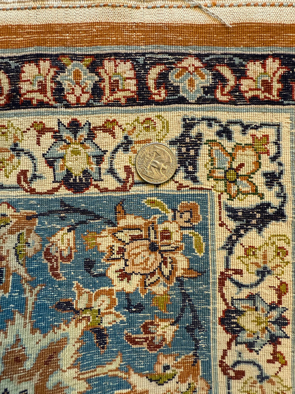 A Vintage Super Quality Silk & Wool On Silk Foundation Persian Isfahan Area Rug