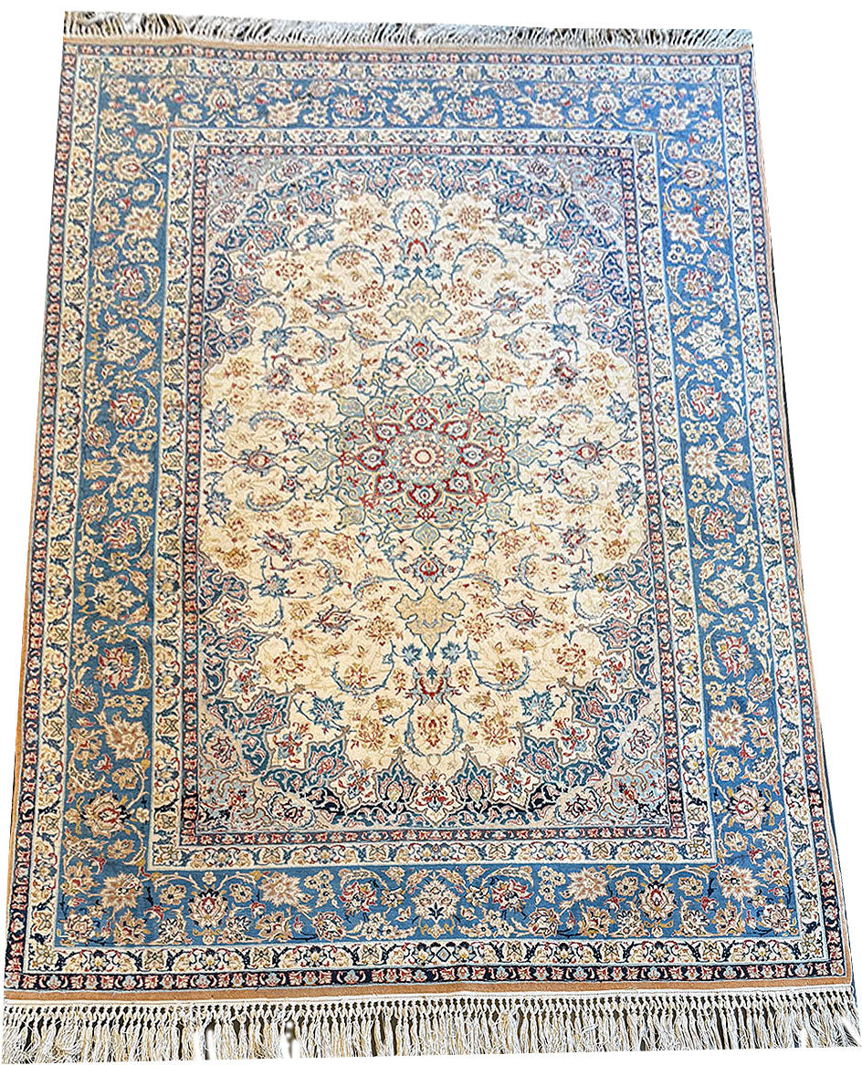 A Stunnig Silk & Wool on Silk Foundation 600 KPSI Persiam Isfahan Rug