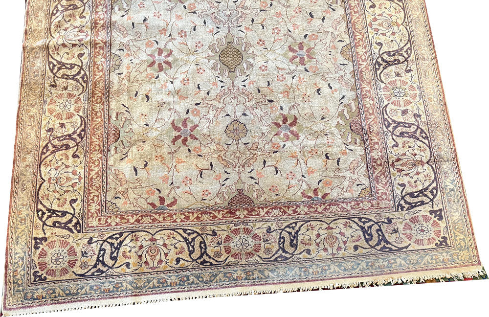 A Breathtaking Antique Turkish 100% Silk Keyseri Rug " Souf Weaving"