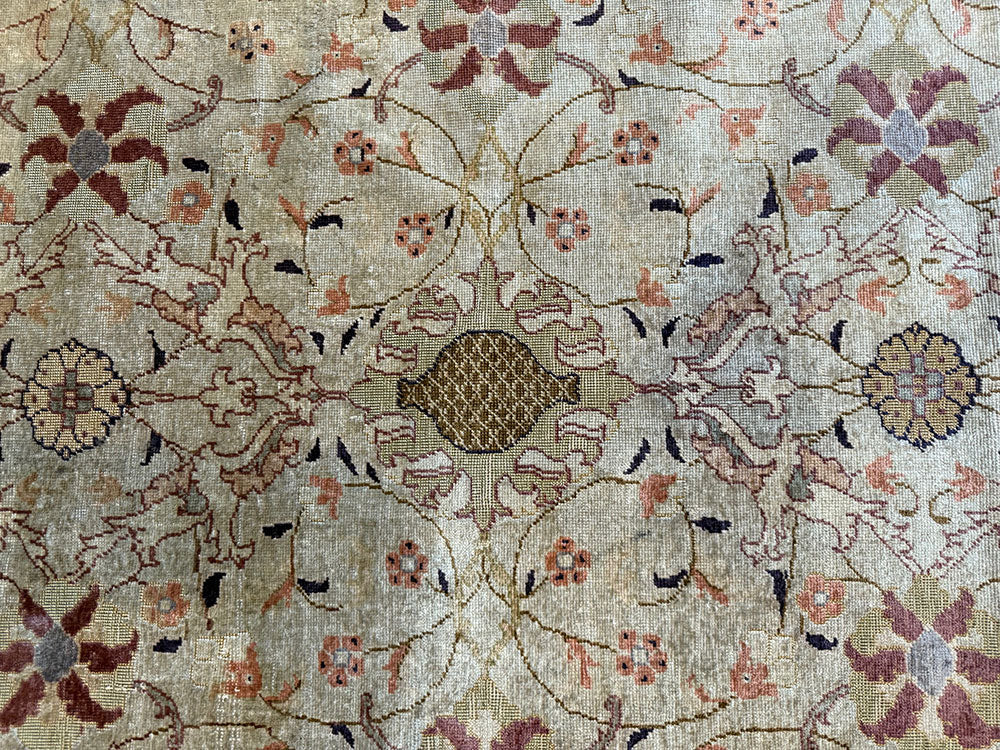 A Breathtaking Antique Turkish 100% Silk Keyseri Rug " Souf Weaving"