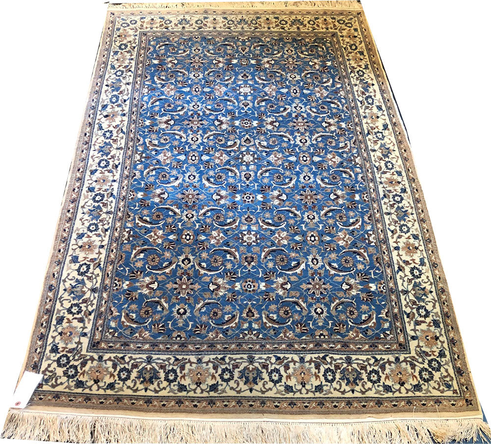 A Vintage Silk & Wool 800 KPSI Persian Nain Rug