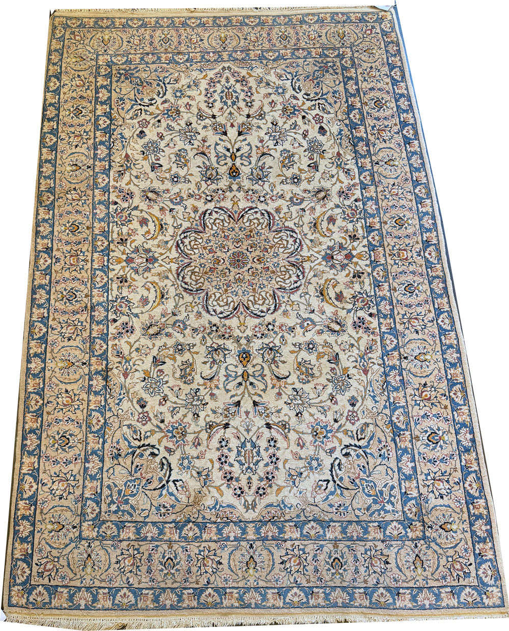 Sensational 600 KPSI Silk & Wool Persian 6 Ply/6 La Nain Area Rug
