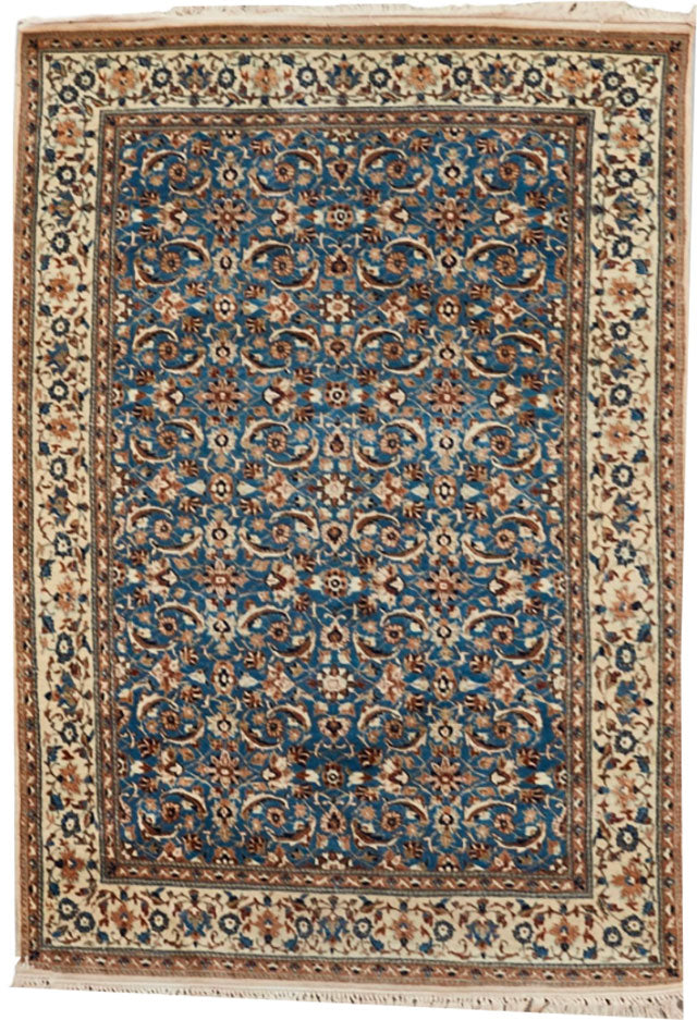 A Vintage Silk & Wool 800 KPSI Persian Nain Rug