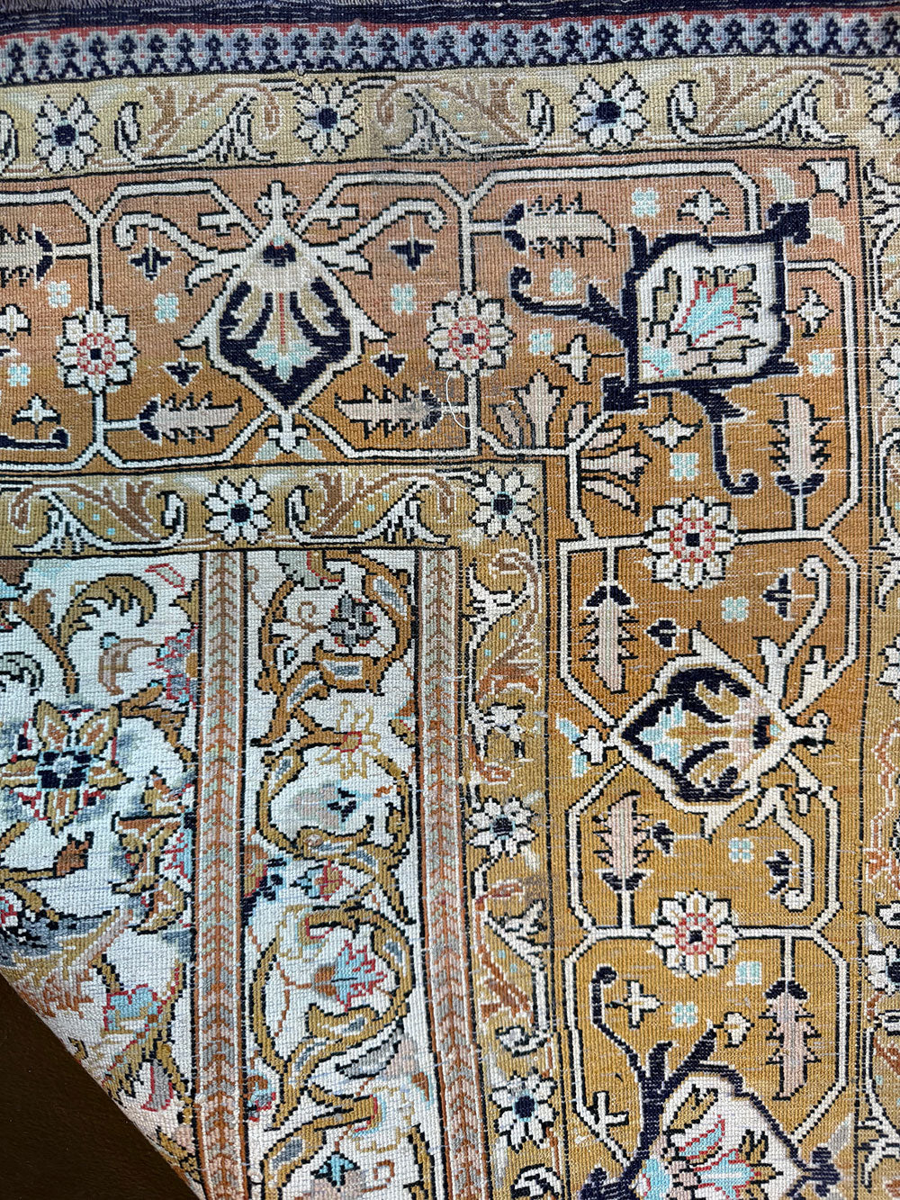 A Vintage 100% silk On Silk Persian Qum rug