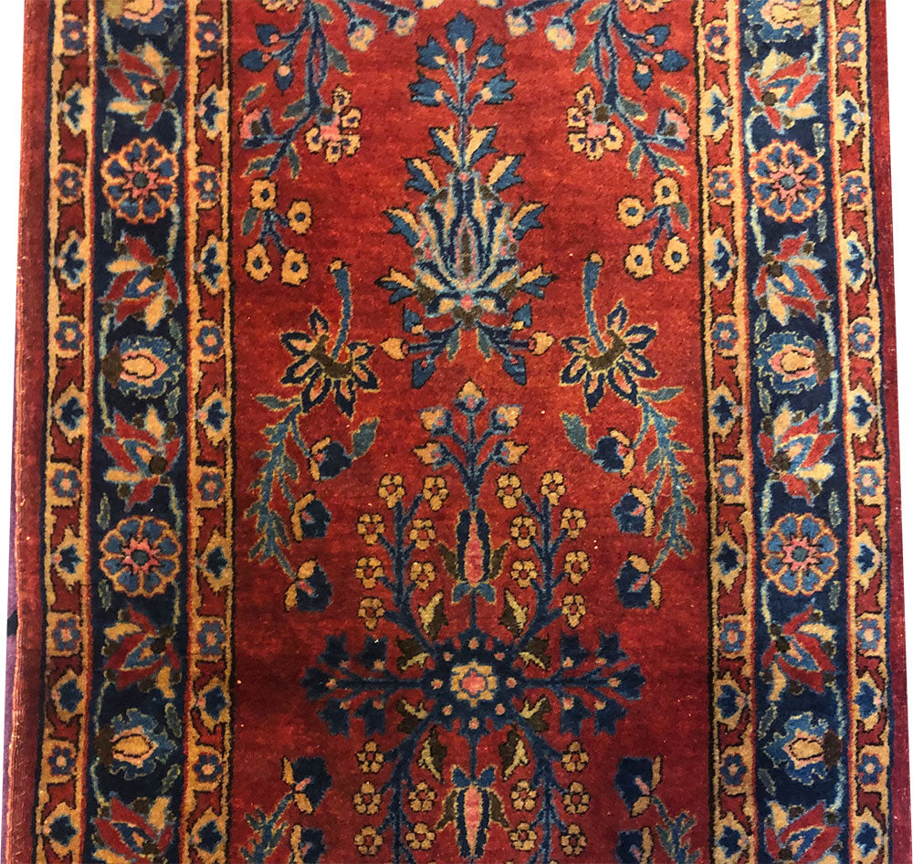 An Antique Short Runner Genuine persian Kashan Rug