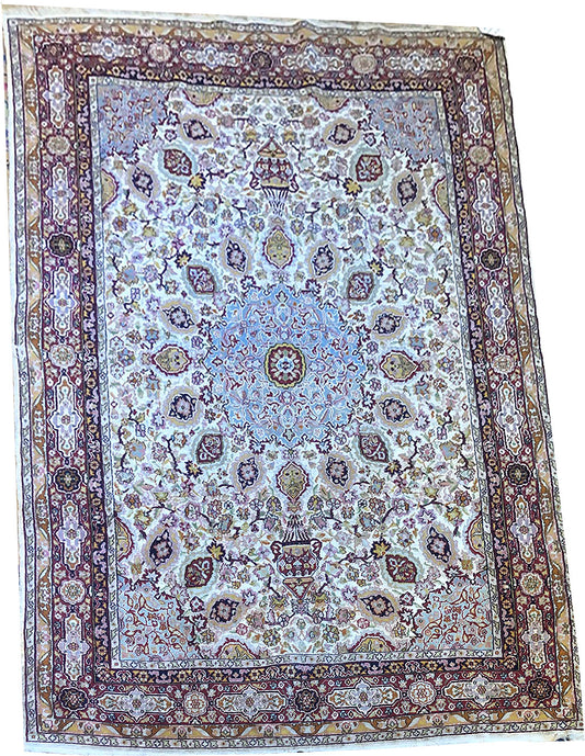 A Vintage 4' x 6'-6" Silk Ground Genuine Kashmir Rug