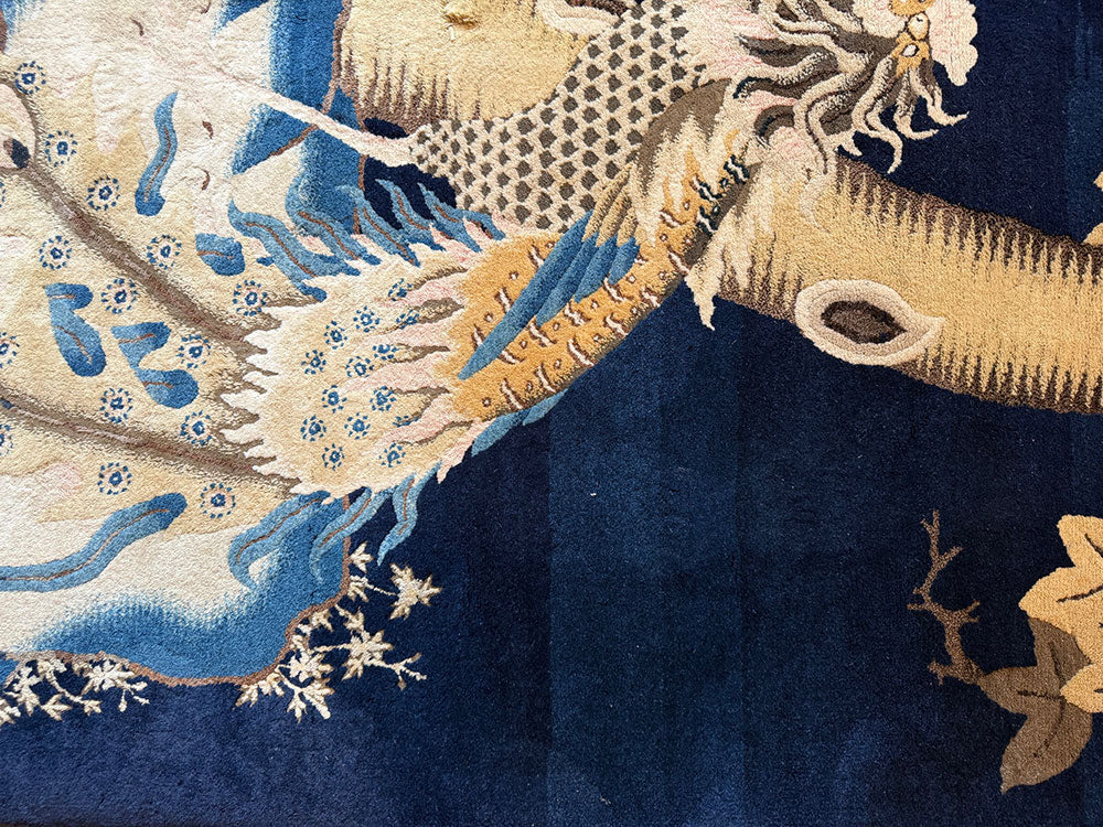 An Antique Pictorial Phoenix Bird Chinese Pao Toe Rug