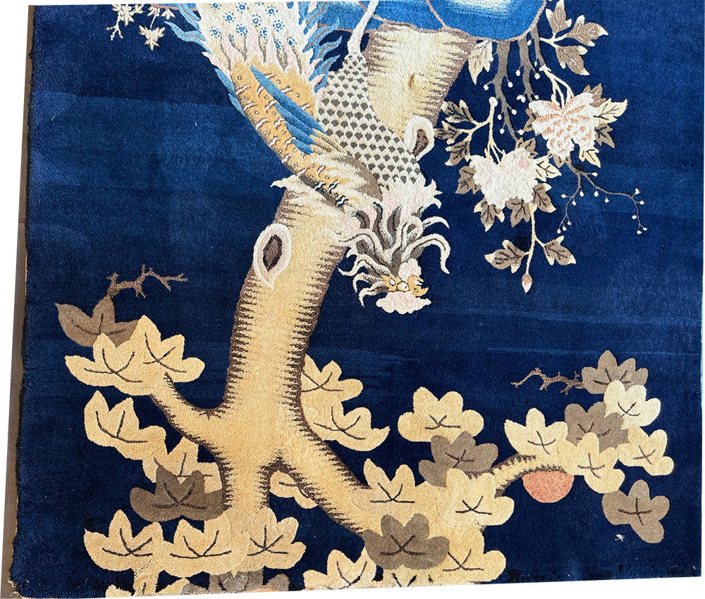 An Antique Pictorial Phoenix Bird Chinese Pao Toe Rug