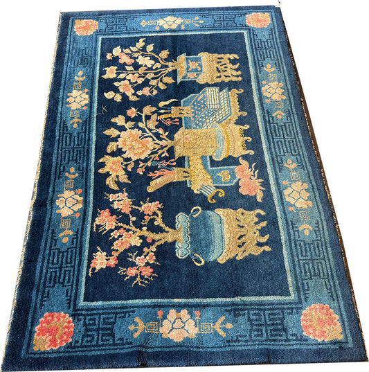 An Antique Pictorial Chinese Pao Toe /Peking Area Rug