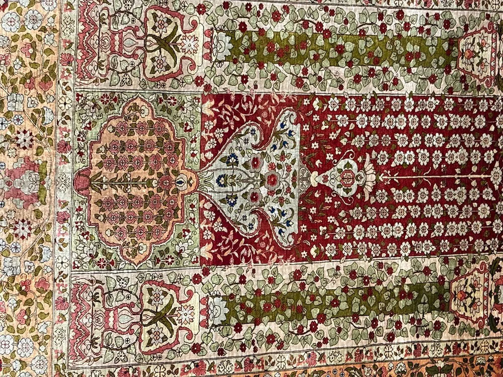 An Antique Super Quality Genuine Signed 100% Silk Turkish Hereke Rug