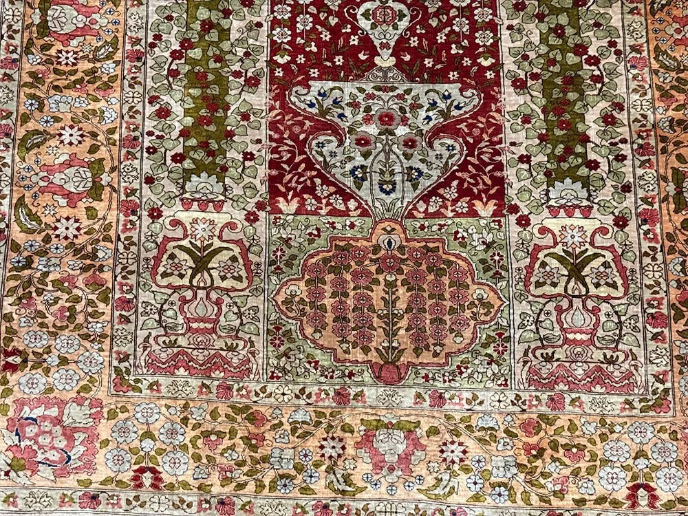 An Antique Super Quality Genuine Signed 100% Silk Turkish Hereke Rug