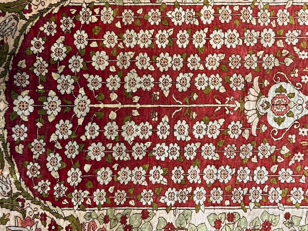 An Antique Super Quality Genuine Signed 100% Silk Turkish Hereke Rug