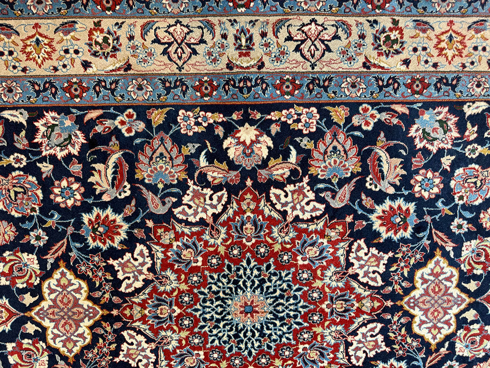A Fabulous Vintage Silk & Wool On Silk Foundation Isfahan Area Rug