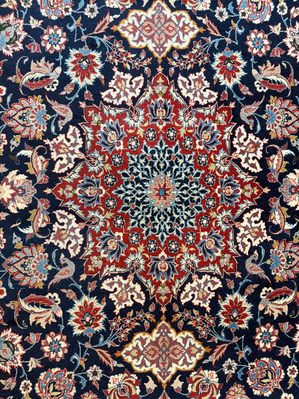 A Fabulous Vintage Silk & Wool On Silk Foundation Isfahan Area Rug