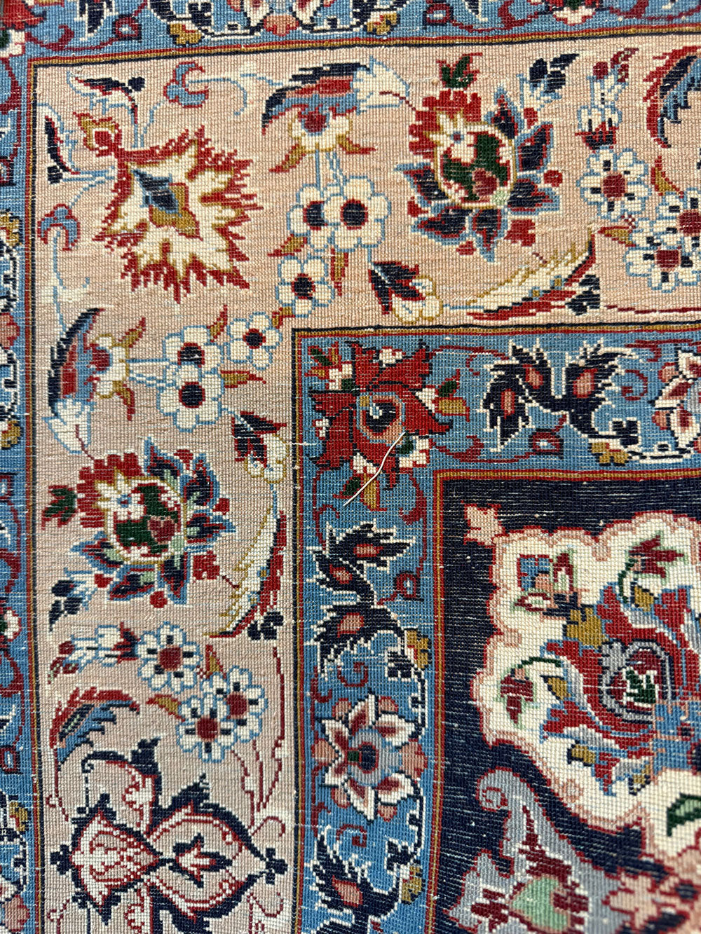 A Fabulous Vintage Silk & Wool On Silk Foundation Isfahan Area Rug