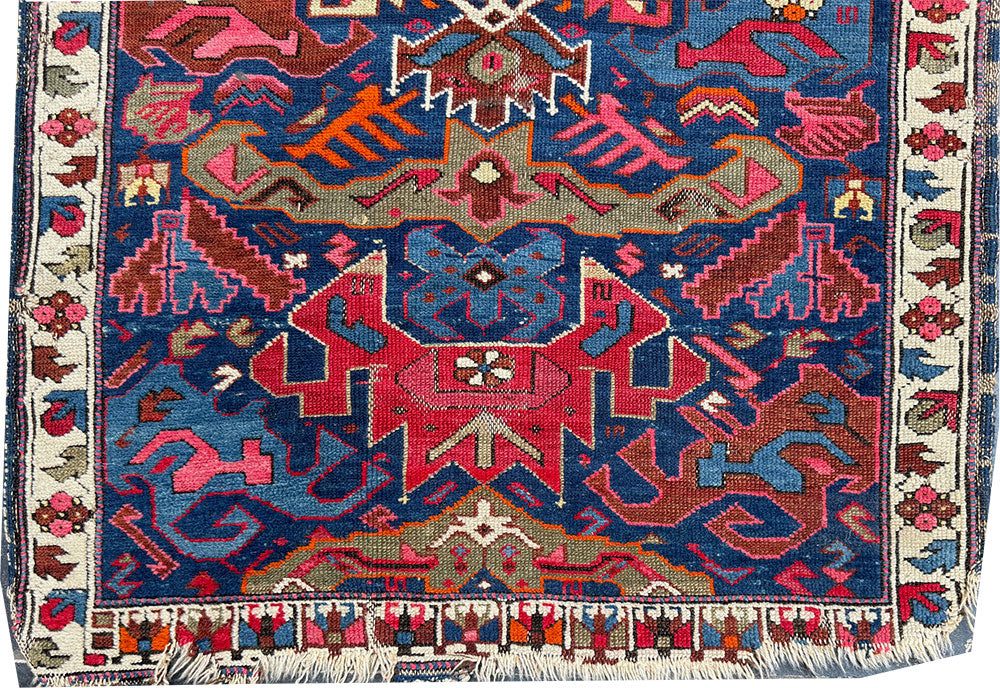 A Cute Antique Persian Serapi Rug "Dragon Pattern"