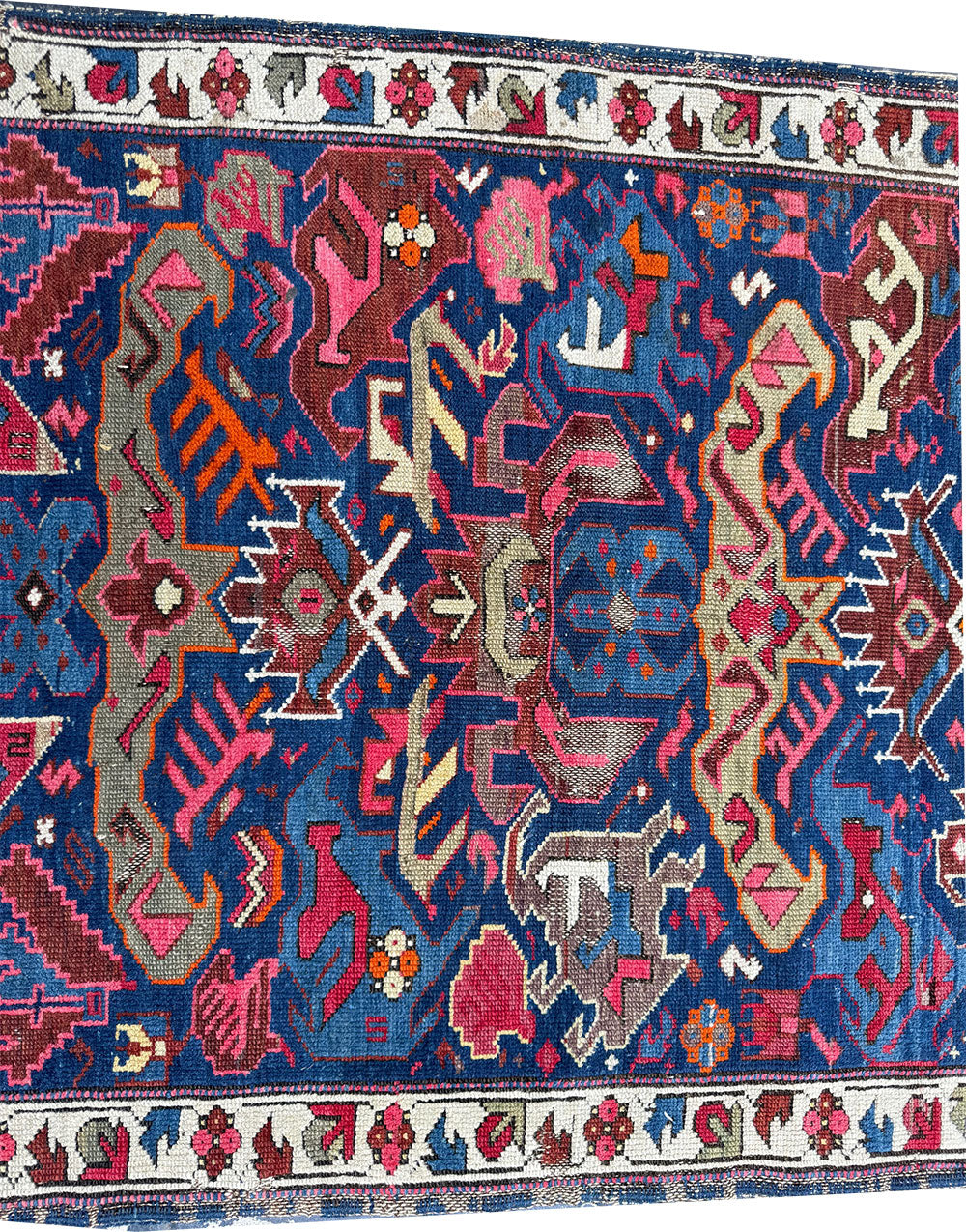 A Cute Antique Persian Serapi Rug "Dragon Pattern"