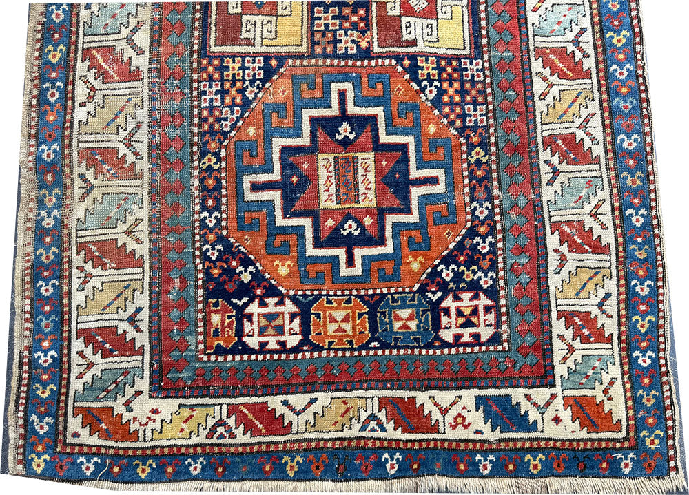 A Must See Collectible Genuine Late 19th Century Caucasian Kazak Runner Rug