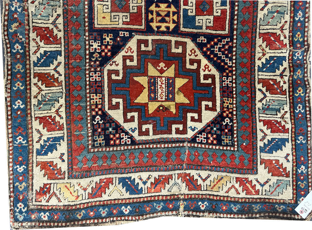 A Must See Collectible Genuine Late 19th Century Caucasian Kazak Runner Rug