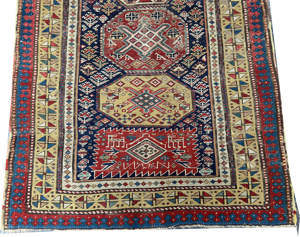 A Must See Late 19th Century Tribal Caucasian Kazak Runner Rug