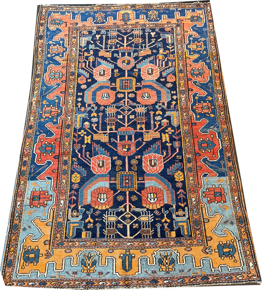 A Breathtaking Tribal Antique Persian Nahavand Rug Circa 1920