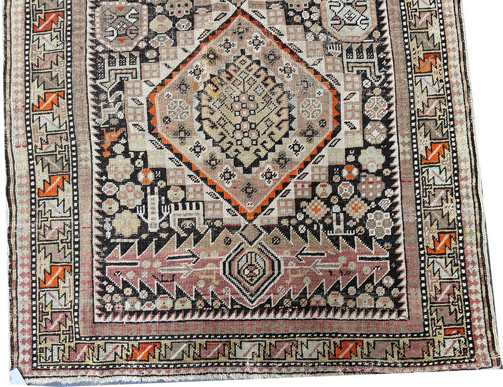 Antique Decorative Pale geometric Caucasian Area Rug Circa 1910