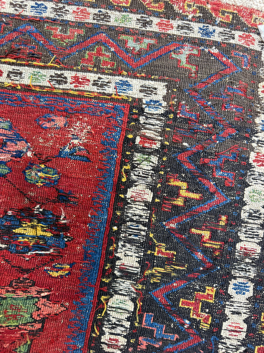 Share Antique 19th Century Worn Out Caucasian Kuba Soumak Area Rug