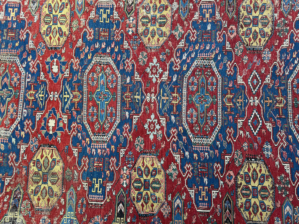 Share Antique 19th Century Worn Out Caucasian Kuba Soumak Area Rug